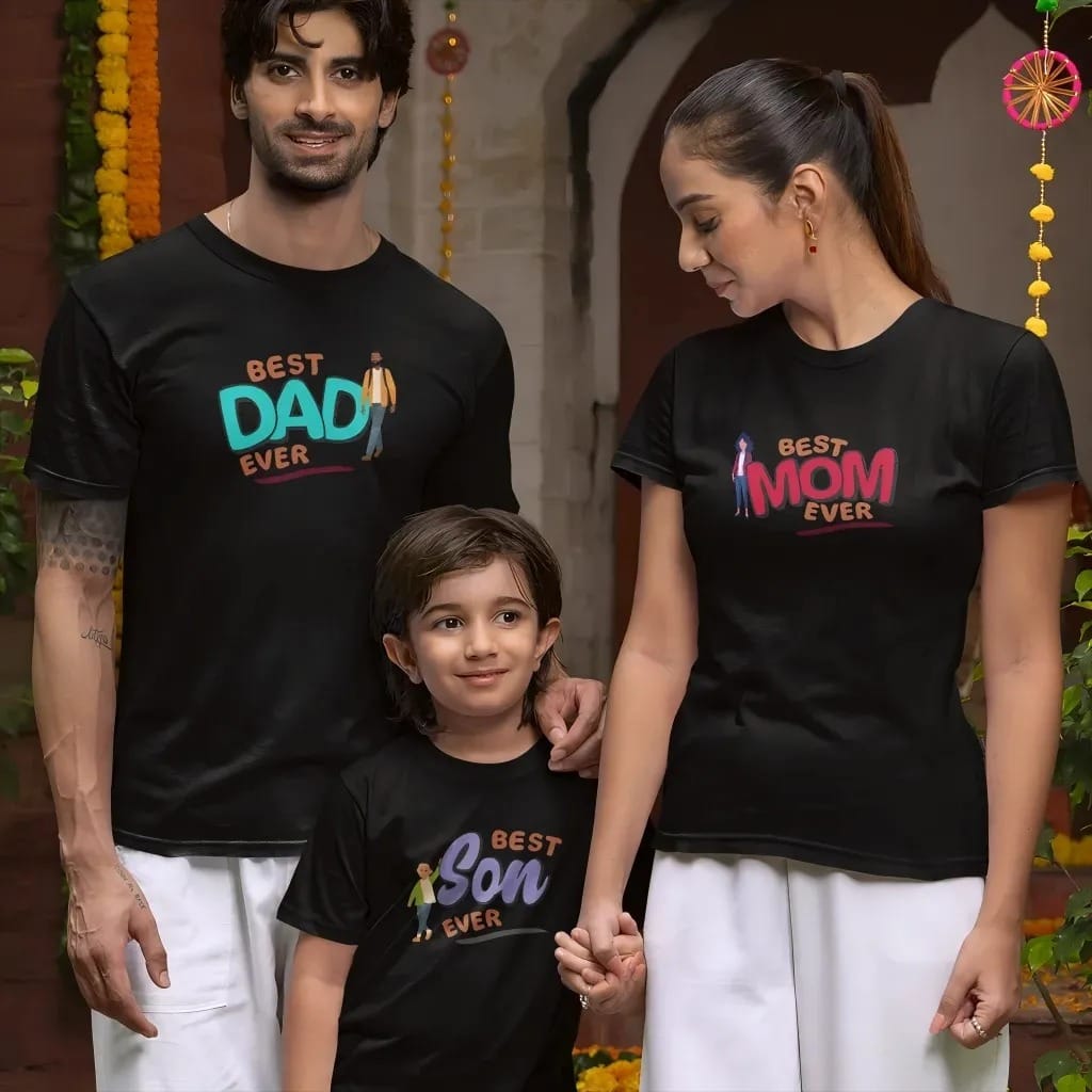 Best Family Matching T-shirt for Mom, Dad & Kids – Pack of 3 by Prints N Plains
