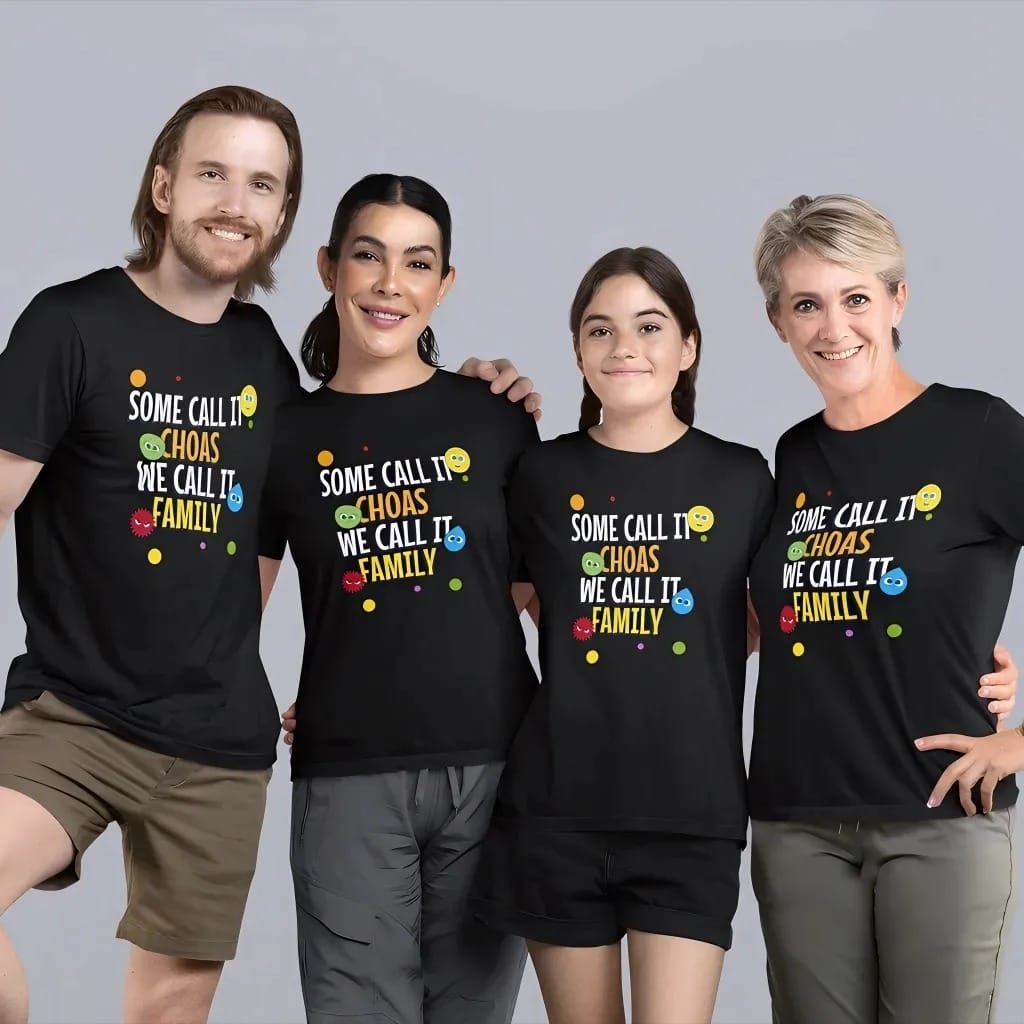 Choas Matching Family T-shirt for Mom, Dad & Kid – Pack of 4 by Prints N Plains