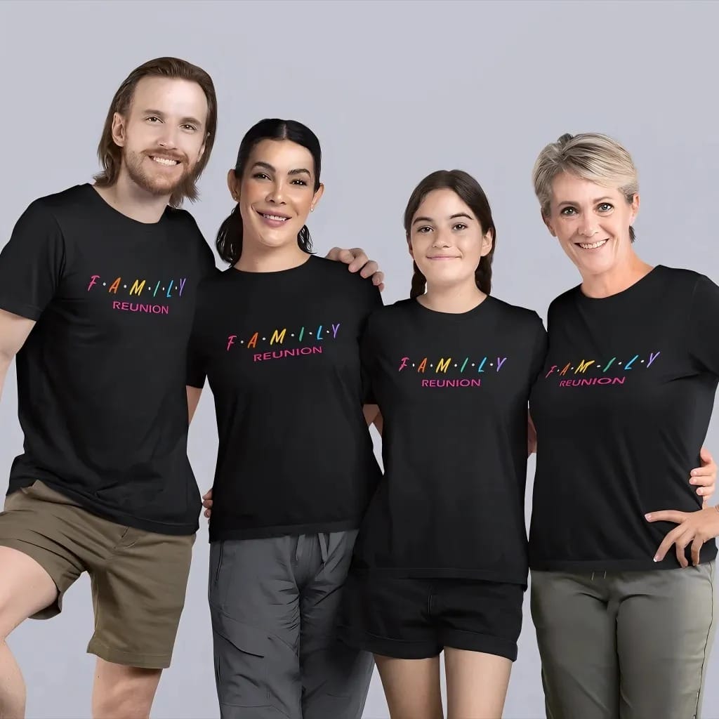 Family Reunion Family T-shirt for Mom, Dad & Kid – Pack of 4 by Prints N Plains