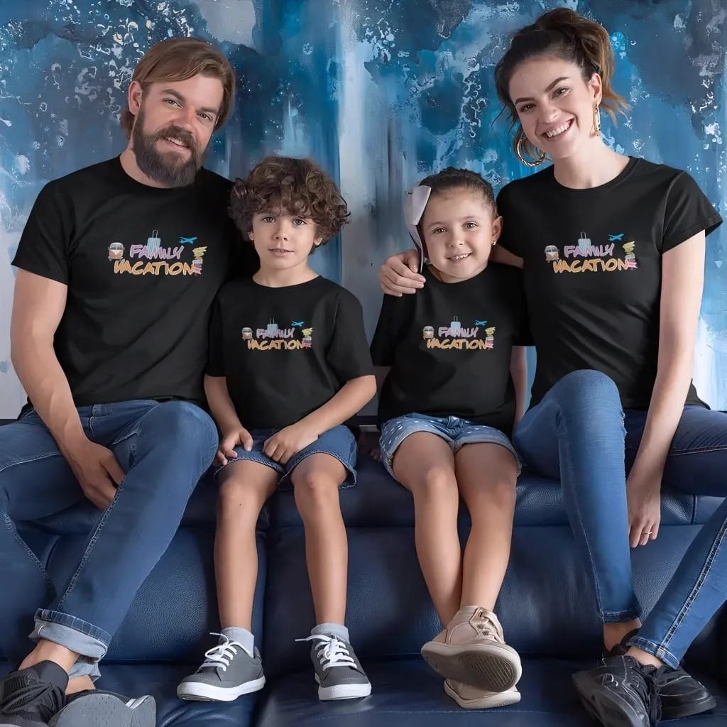 Family Vacation Matching Family T-shirt for Mom, Dad & Kid – Pack of 4 by Prints N Plains