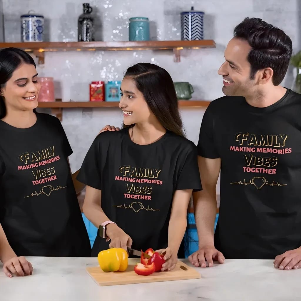 Family Vibes Matching Family T-shirt for Mom, Dad & Kid – Pack of 3 by Prints N Plains