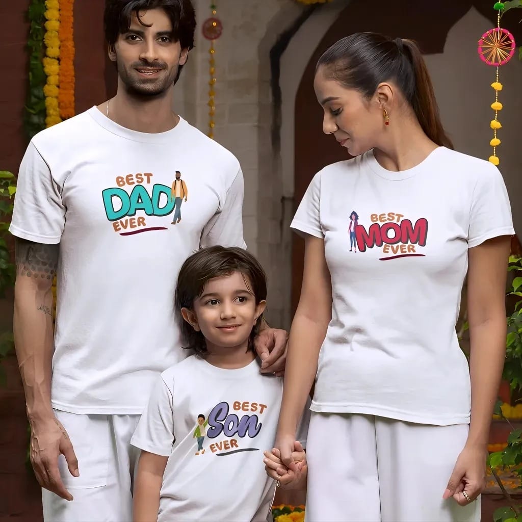 Best Family Matching T-shirt for Mom, Dad & Kids – Pack of 3 by Prints N Plains