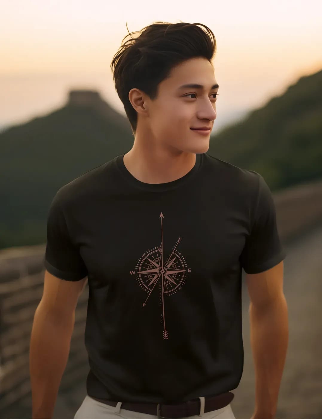 pnp compass | men's regular fit round neck t shirt