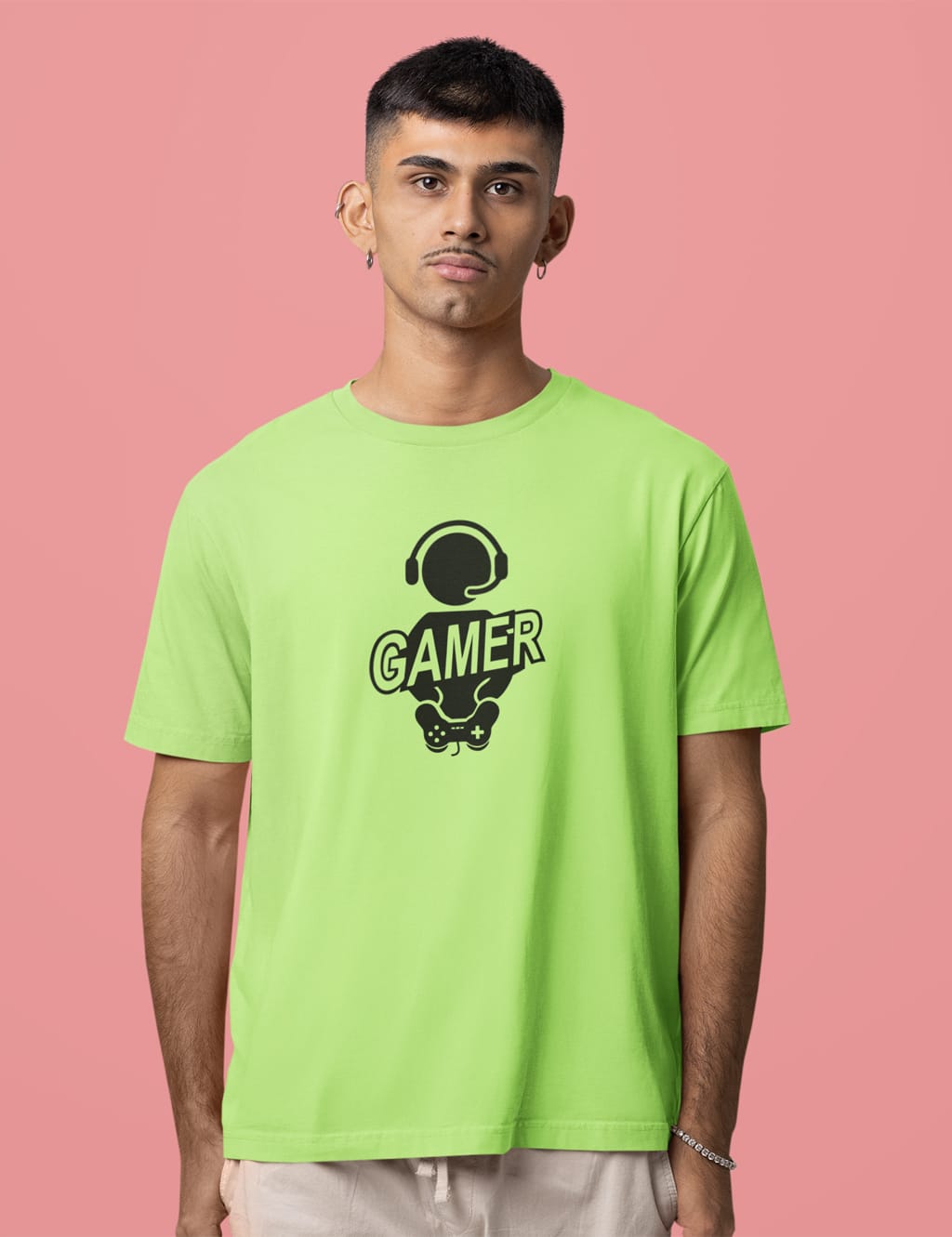 prints n plains men's parrot green premium budget friendly 200 gsm cotton oversized tshirt (9)