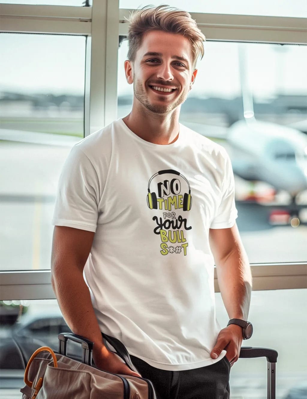 pnp no time | men's regular fit round neck white t shirt