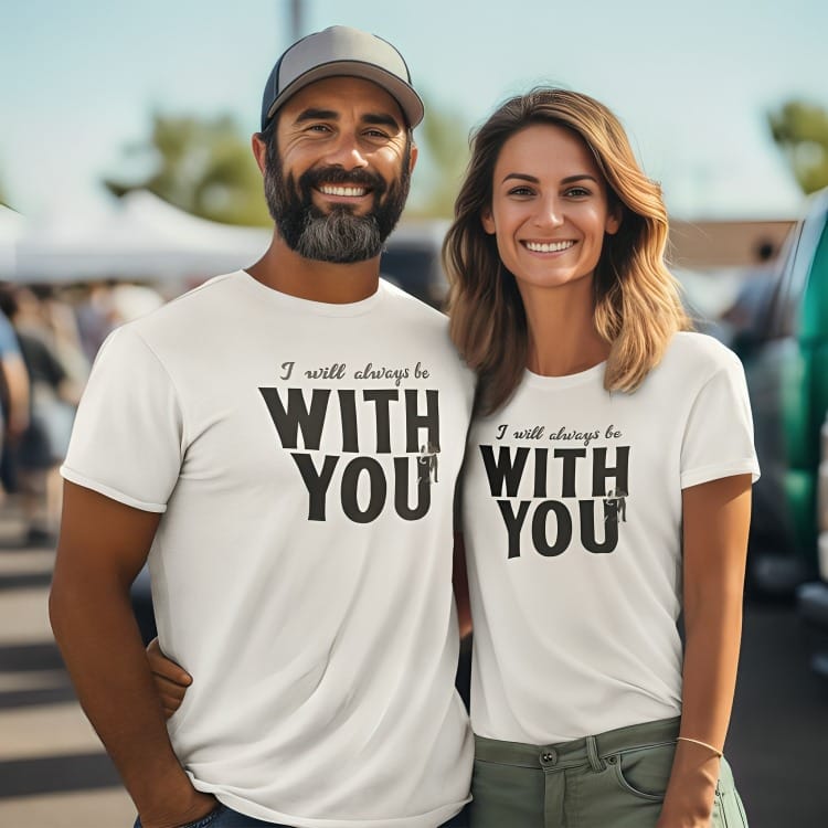 Always With You Couple Family T-shirt Pack of 2 – Matching Set by Prints N Plains
