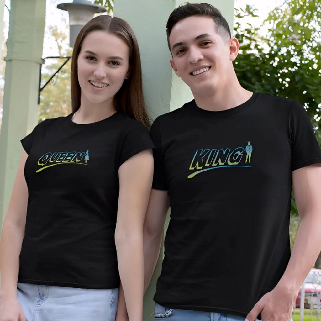 King and Queen Couple Family T-shirt Pack of 2 – Matching Set by Prints N Plains