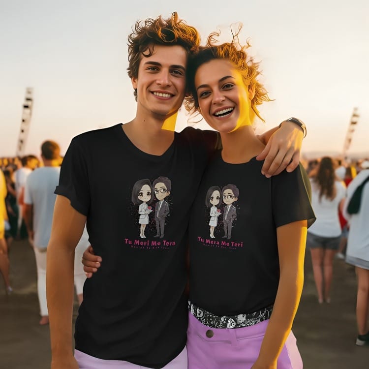 Tu Meri Me Tera Couple Family T-shirt Pack of 2 – Matching Set by Prints N Plains